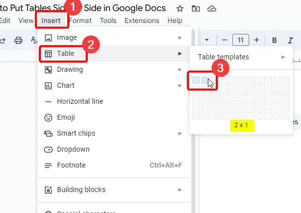 How to Put Tables Side by Side in Google Docs