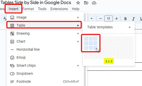 How to Put Tables Side by Side in Google Docs