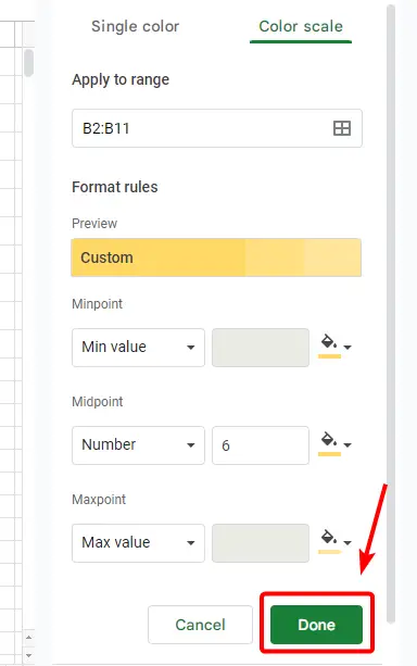 How to use Color Scale in Google Sheets