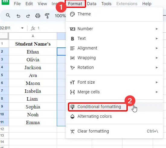 How to use Color Scale in Google Sheets