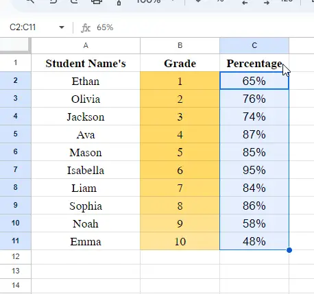 How to use Color Scale in Google Sheets