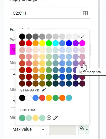 How to use Color Scale in Google Sheets