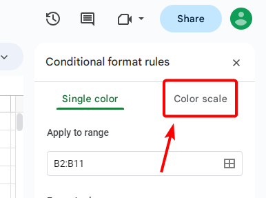 How to use Color Scale in Google Sheets