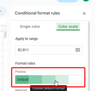 How to use Color Scale in Google Sheets