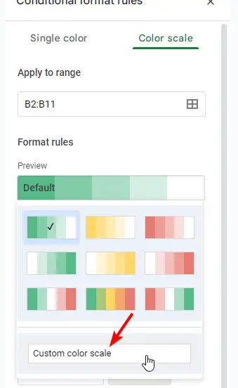 How to use Color Scale in Google Sheets