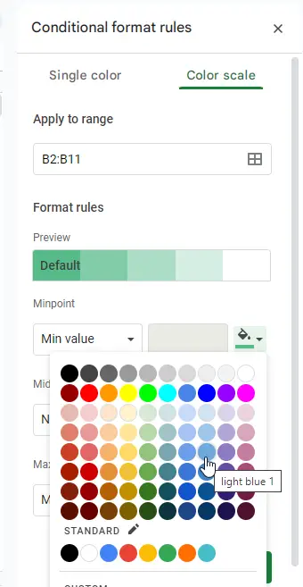 How to use Color Scale in Google Sheets