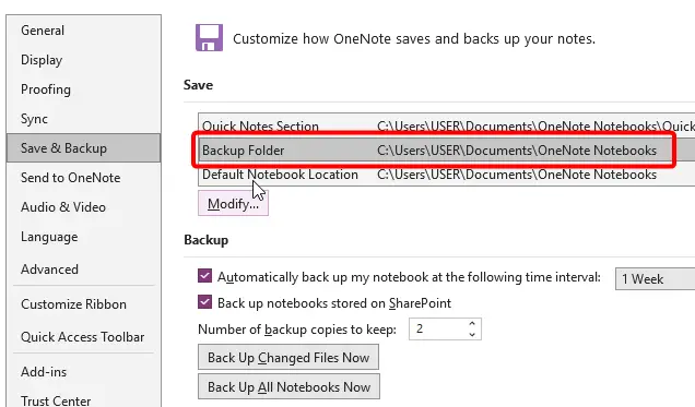 How to Backup OneNote