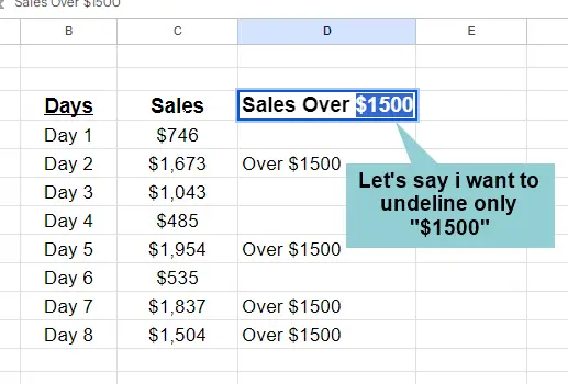 How to Underline in Google Sheets