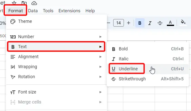 How to Underline in Google Sheets