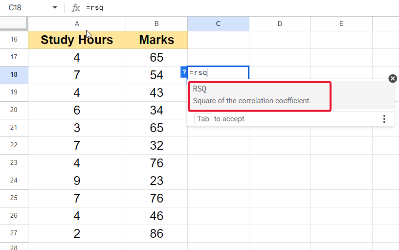 How to Find R2 in Google Sheets
