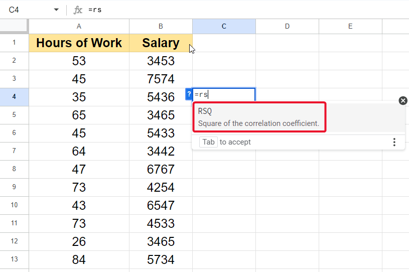 How to Find R2 in Google Sheets