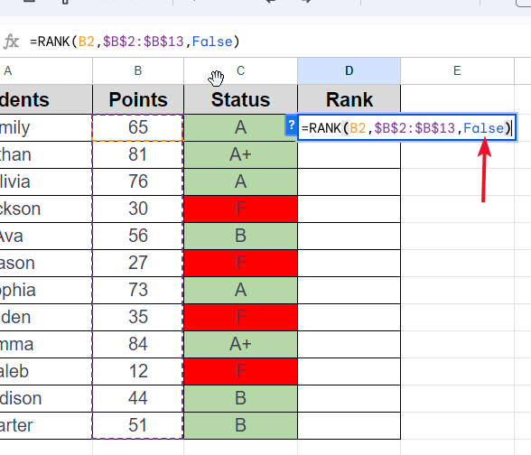 How to Use Rank in Google Sheets