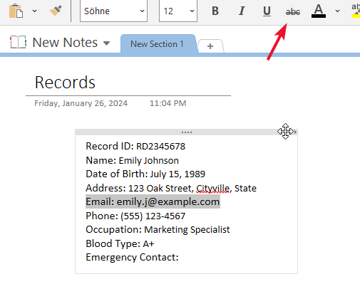 How to Strikethrough in OneNote
