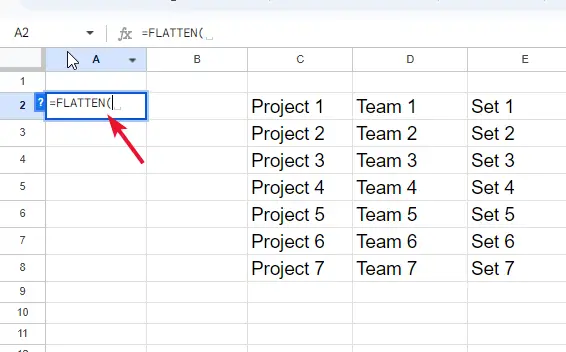 The FLATTEN Function in Google Sheets