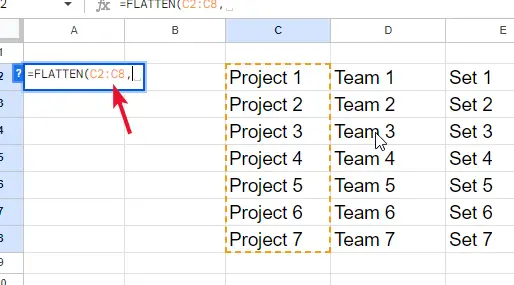 The FLATTEN Function in Google Sheets