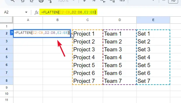 The FLATTEN Function in Google Sheets