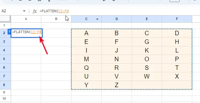 The FLATTEN Function in Google Sheets