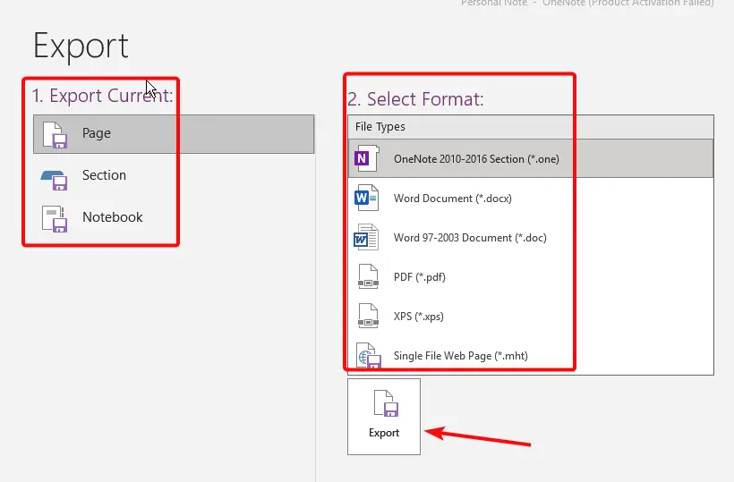 How to Export OneNote